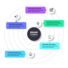 Infographic template. Circle with lines and 5 steps