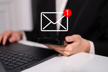 New electronic mail unread email message communication technology notification alert digital send business social online marketing strategy media newsletter web envelope reading smartphone mobile