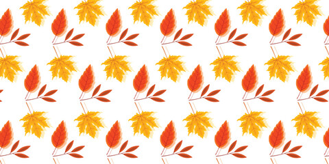 Autumn Leaf Seamless Pattern &ndash; Fall Foliage Vector Background Design