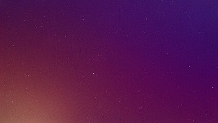 Obraz premium Vibrant cosmic gradient background with film grain texture and scattered white dots. Featuring purple, blue, and orange tones, ideal for retro designs, digital art, overlays, and celestial themes.