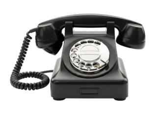 Vintage rotary dial telephone isolated on transparent background