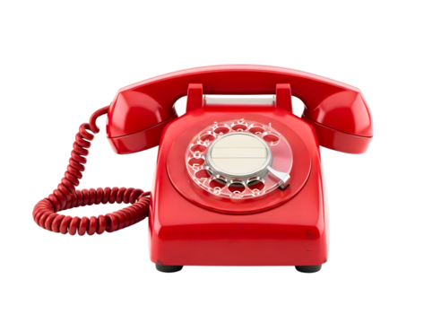 Vintage rotary dial telephone isolated on transparent background