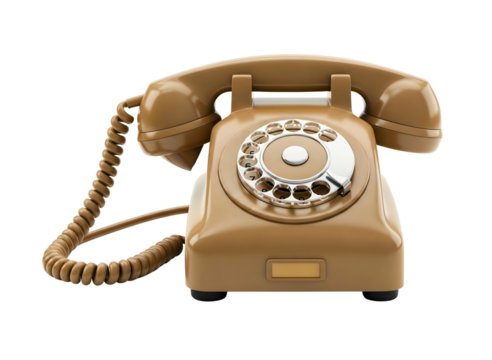 Vintage rotary dial telephone isolated on transparent background