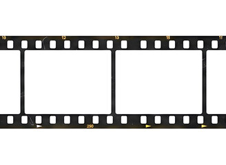 Obraz premium Old film strip with perforations and light leaks isolated on transparent background