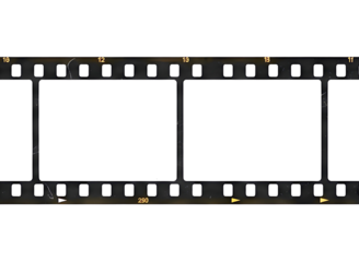 Old film strip with perforations and light leaks isolated on transparent background