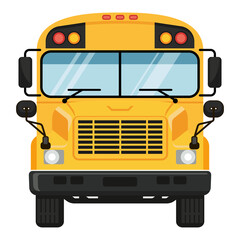 Fototapeta premium png school bus illustration on transparent background. yellow school bus front illustration. cartoon bus for children or students. can be used for bus, bus stand, parking, road, traffic etc.