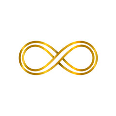 Naklejka premium Golden infinity symbol on white background symbolizing eternity and limitless possibilities