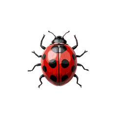 Fototapeta premium Stylized red ladybug with black spots, isolated on a white background, clean design, copy space 