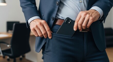 Man putting smartphone in pocket