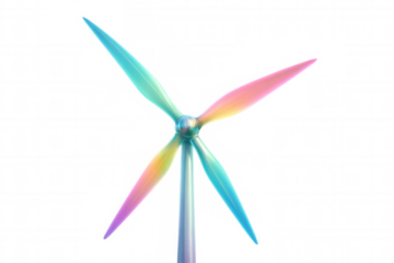 Wind turbine with colorful rainbow blades, representing clean renewable energy and sustainable ecofriendly power