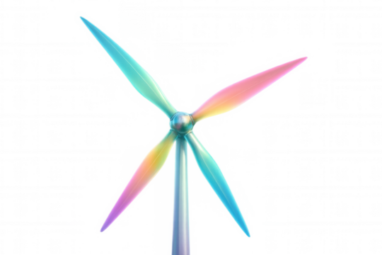 Wind turbine with colorful rainbow blades, representing clean renewable energy and sustainable ecofriendly power