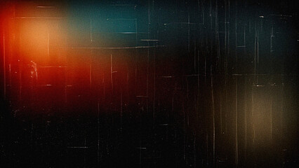 Abstract dark film texture background with vintage grain, red and blue light leaks, and grunge scratches. Ideal for cinematic overlays, retro photography effects, and creative design.