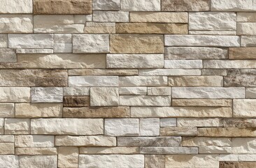 Obraz premium Textured Stone Brick Wall with Beige Brown and White Tones Abstract Surface Background