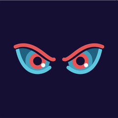 Illustration of two stylized eyes with a menacing expression, set against a dark background.