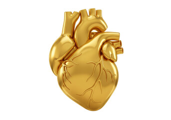 Isolated golden heart illustration showcasing concept of love, health, and cardiology