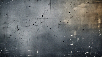 Dark grunge texture background with heavy grain, dust, and scratches. Aged surface in muted charcoal tones, ideal for vintage design, retro overlays, and cinematic effects.