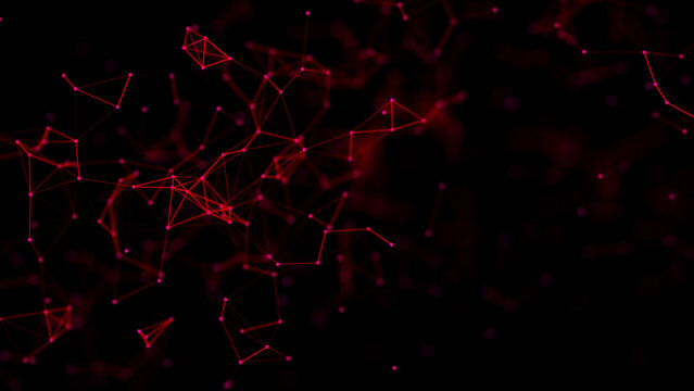 Triangular shapes in space. Science digital background. 3d rendering.