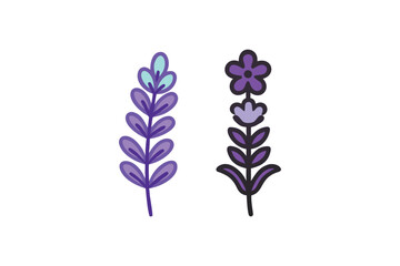 Obraz premium Simple illustration of two lavender flower stems in shades of purple