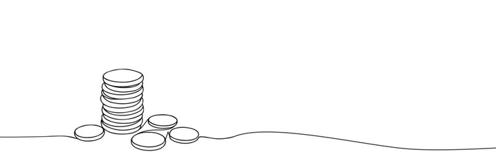 Minimalist coins line drawing. Vector illustration © kashurin