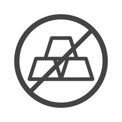 Forbidden sign with three gold bars icon on white background