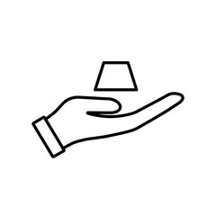 One gold bars in hand vector icon