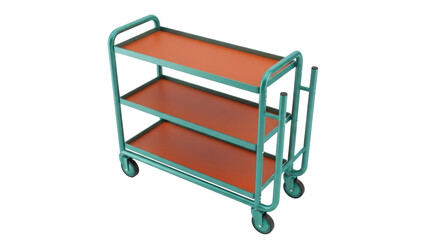 Isolated Metal Rolling Cart with Three Shelves Utility Cart Food Delivery Cart for Hotels