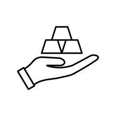 Three gold bars in hand vector icon