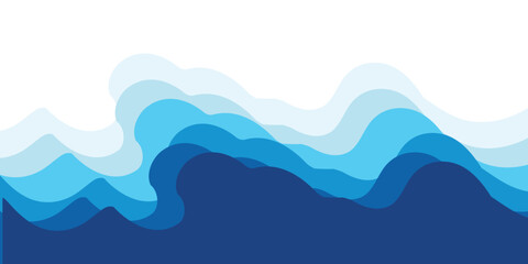 Sea waves layered vector background illustration and sea beach. Modern Trendy design in vector Illustration