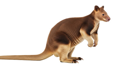 Isolated wallaby portrait in studio with smooth coat and texture, full body ground view