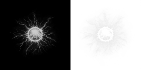 Dynamic electric energy effect on a transparent background, perfect for adding electricity visuals as a PNG overlay in digital projects.