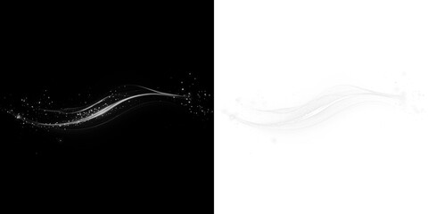 Dynamic abstract light trails and pixel effects on a transparent background, perfect for use as a...