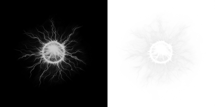 Dynamic electric energy effect on a transparent background, perfect for adding electricity visuals as a PNG overlay in digital projects.