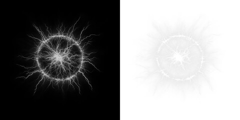 Dynamic energy burst effect in a PNG overlay format, ideal for creating electrifying visual designs on a transparent background.