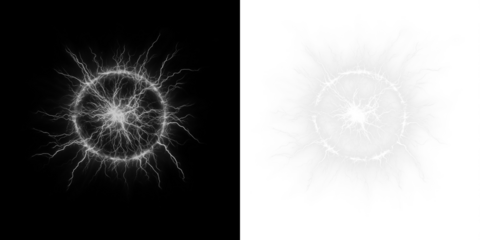 Dynamic energy burst effect in a PNG overlay format, ideal for creating electrifying visual designs on a transparent background.