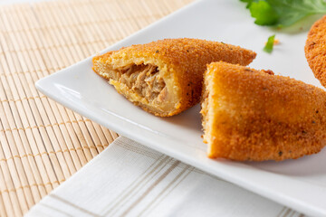 Rissol with meat filling served on plate