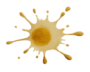 Golden ink splash abstract clipart photorealistic shimmering drop isolated on transparency background creative art element vibrant dynamic decorative modern design