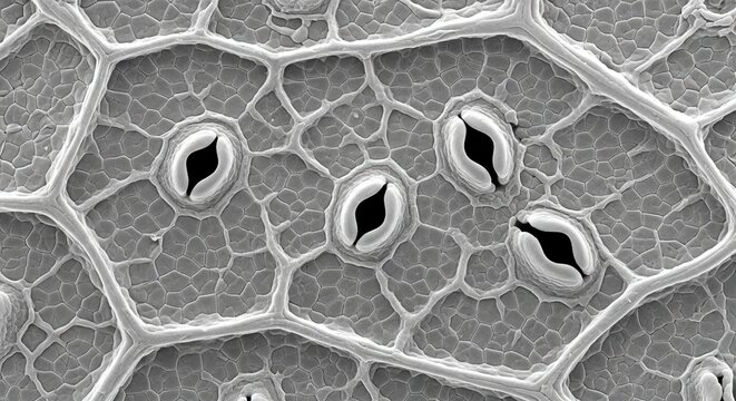 Microscopic View of Stomata on Dicot Leaf Surface