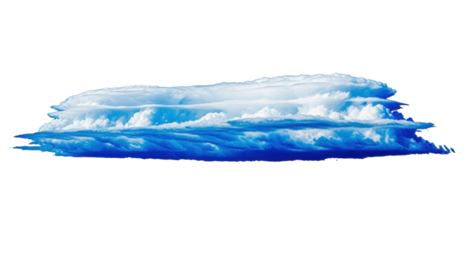 Isolated anvil cloud formation with blue and white coloration weather phenomenon layer