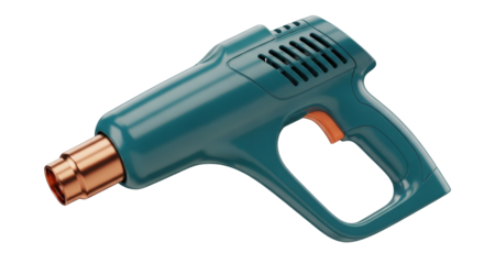 Isolated teal heat gun for crafting, electronics and welding with ergonomic handle design