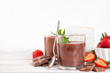 Homemade chocolate pudding dessert
