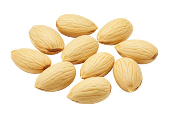 Isolated Peeled Almonds Grouped Together as Food Ingredient for Baking Recipes and Snacks