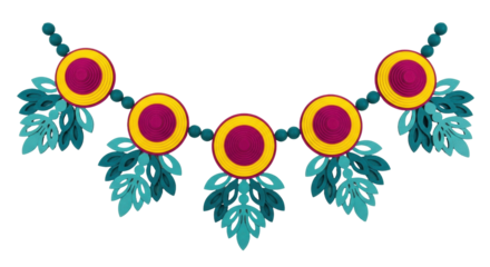 Isolated paper quilling garland, festive Indian decor, handmade Diwali decoration material