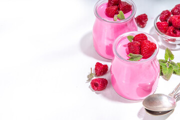 Raspberry panna cotta dessert