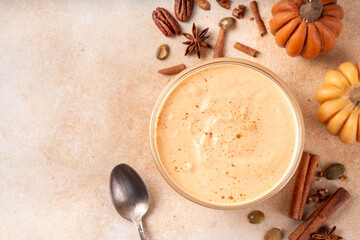 Pumpkin Spice Greek Yogurt in glass bowl