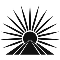 Sunbeam Rays vector clean black silhouette design white background