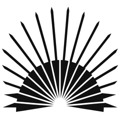 Sunbeam Rays vector clean black silhouette design white background