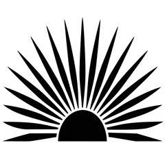 Sunbeam Rays vector clean black silhouette design white background