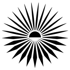 Sunbeam Rays vector clean black silhouette design white background