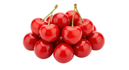 Isolated fresh ripe red cherries, a vibrant pile of delicious seasonal fruit