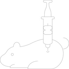 Outline of a syringe and a medical vial representing vaccination on a transparent background